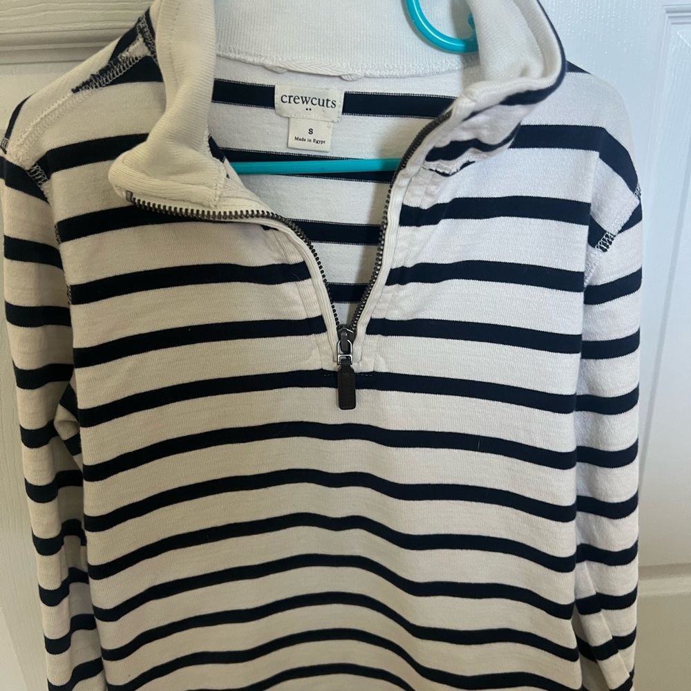 Crewcuts Navy and White Striped Half-Zip Pullover